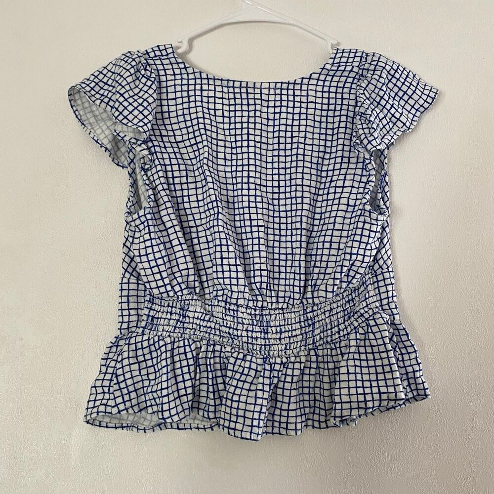 Universal Thread Blue Check Ruffle Peplum Top Small - Picture 3 of 10